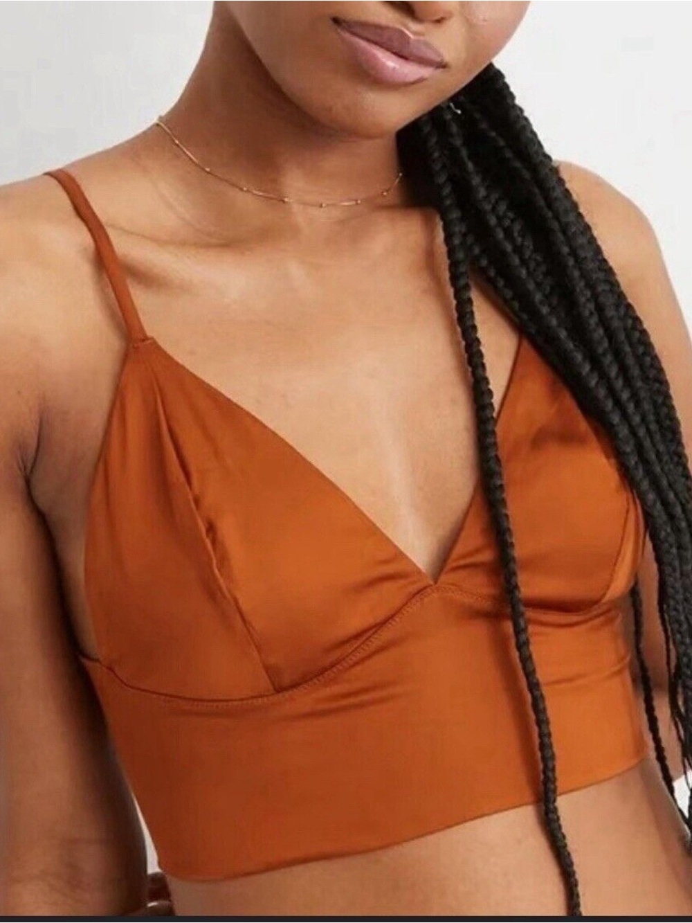Aerie Burnt Orange Amber Top Cami Bralette Satin Size Large